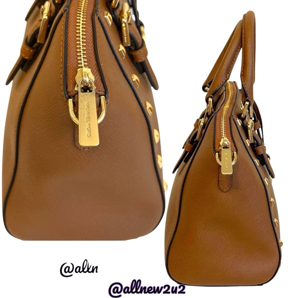 Michael Kors Ciara 2 Pc. Set Goldtone Studded Satchel Bag W / Wallet - Picture 5 of 16
